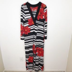 Haute Monde Striped Floral Maxi Dress Romper 1X